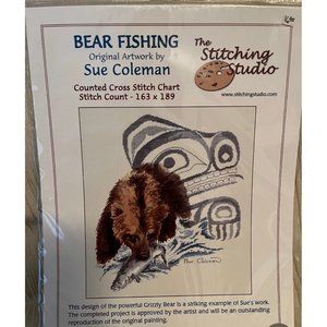 The bear fishing, Counted Cross Stitch Chart, The Stitching Studio, Sue Coleman